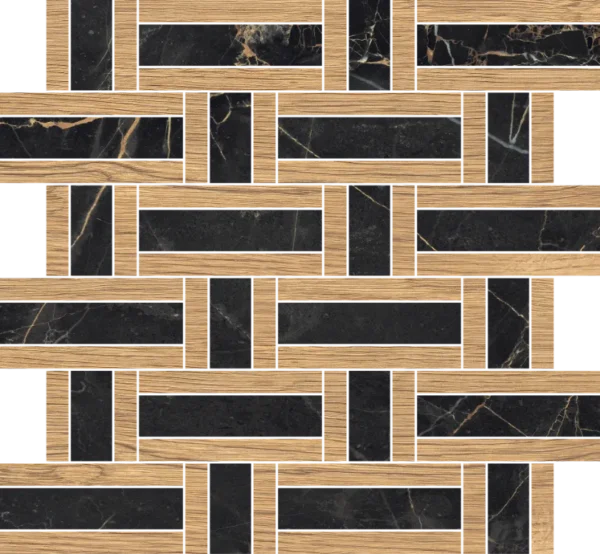 12x12 Marmo Nero Basket Weave