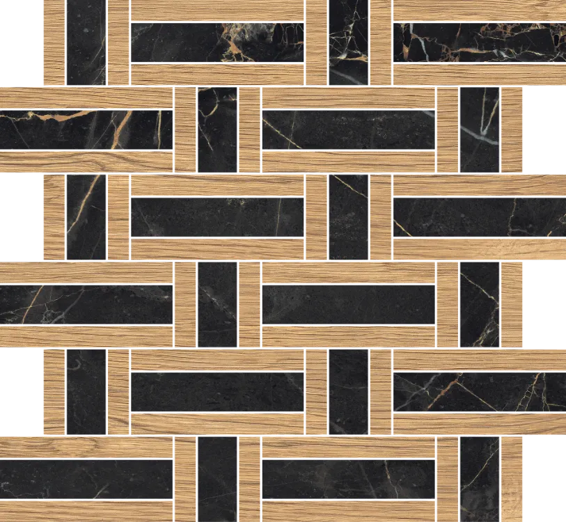 12x12 Marmo Nero Basket Weave